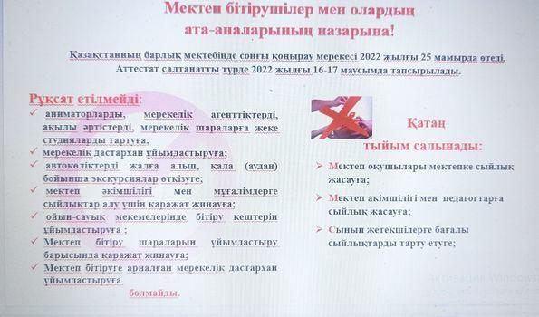 Меркі ауданының білім бөлімінің 2022 жылдың 18 сәуірдегі № 490 хатына сәйкес 22 сәуір күні 11-сынып оқушыларының ата-аналар жиналысы болды.