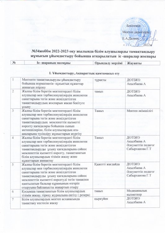 Ыстық тамақты ұйымдастыру барысында атқарылатын іс шаралар