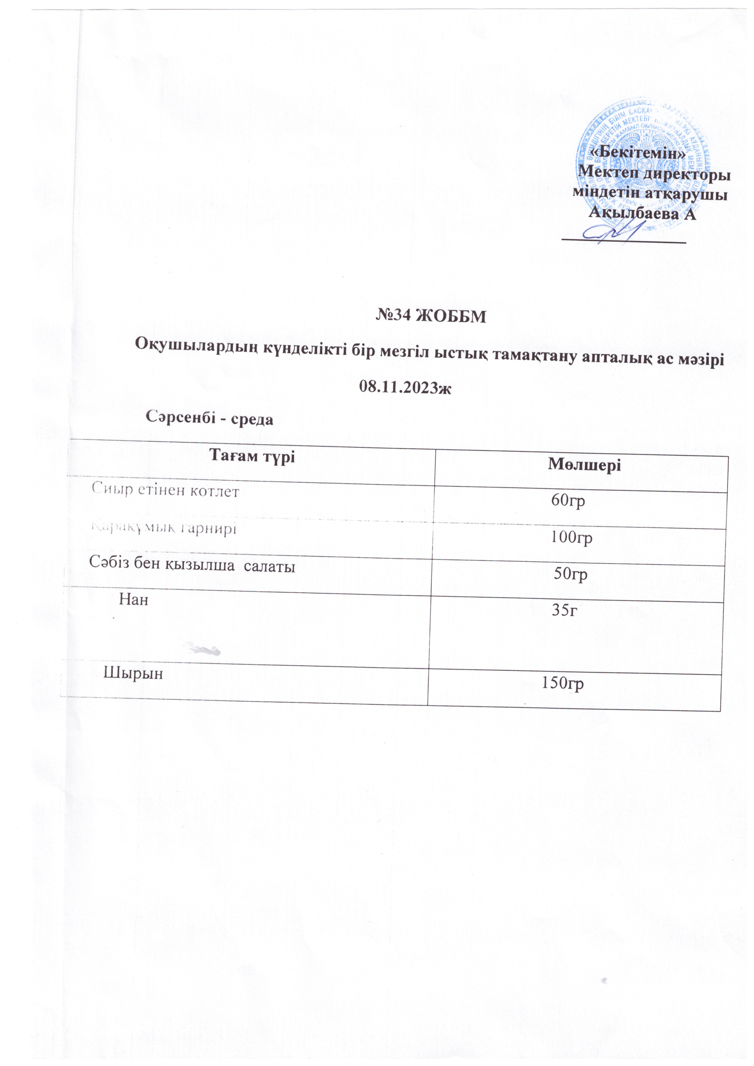 Ас мәзірі
