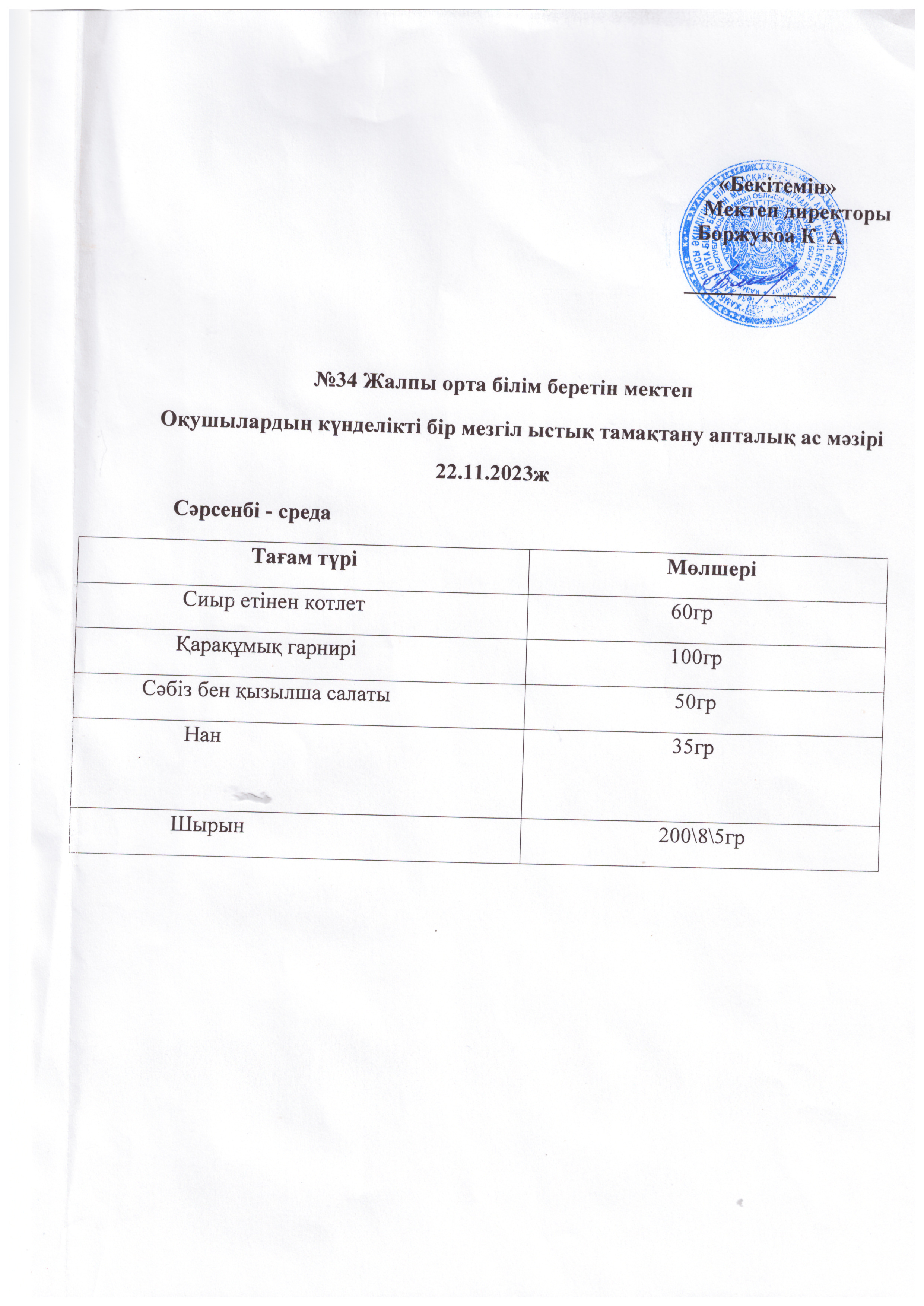 Ас мәзірі