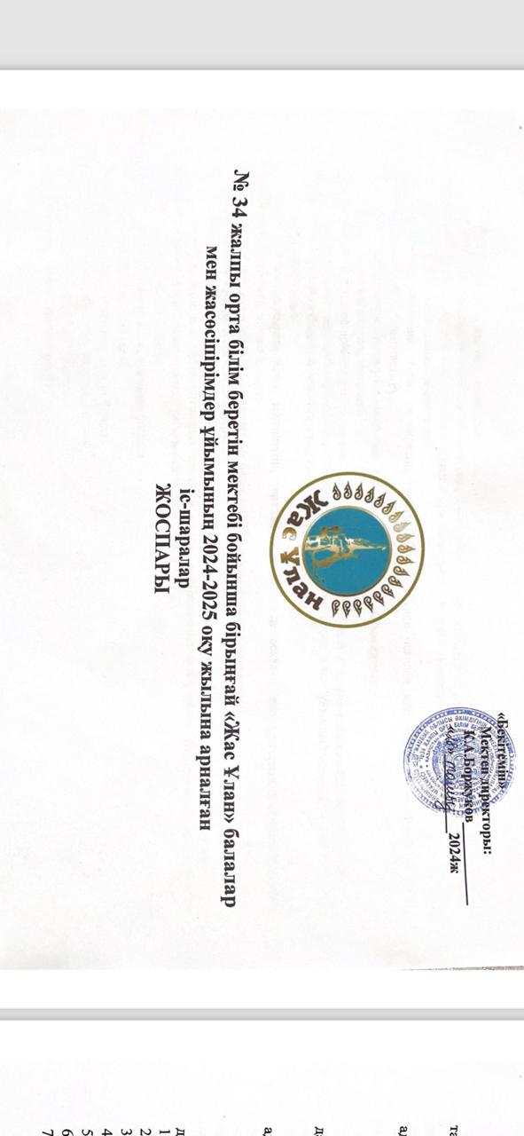 Жас Ұйымының  іс -  шаралар жоспары